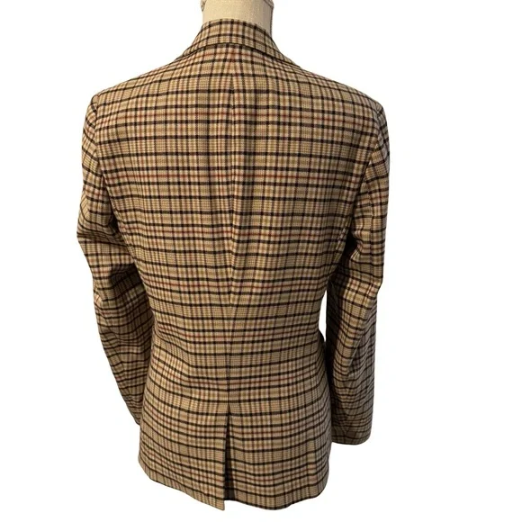 Chaps Tan and Brown Blazer Classic Plaid Design - Picture 3 of 7